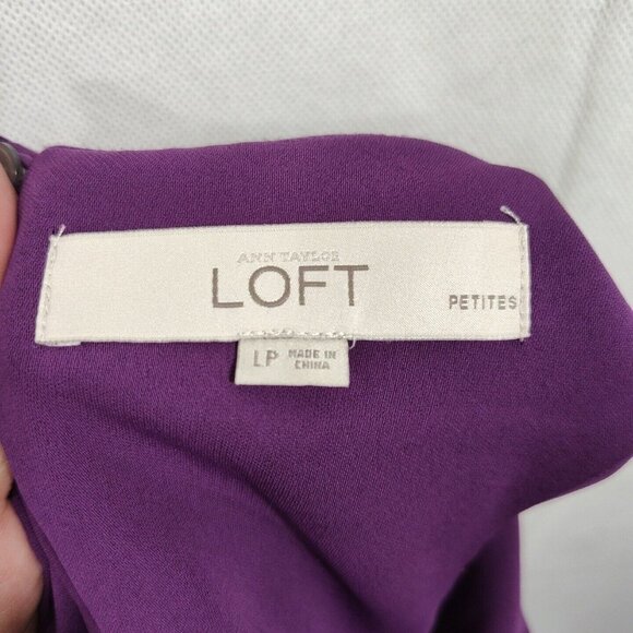 Ann Taylor LOFT Sleeveless Purple Swing Shift Dress Women Petite Size LP Keyhole - Picture 6 of 7